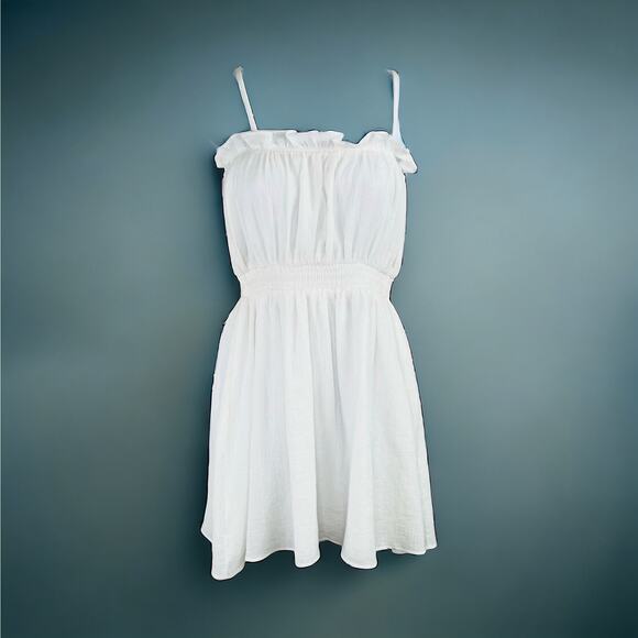 All in Favor Cotton Gauze White Sleeveless Mini Dress Size Large Beach Coquette - Picture 1 of 11